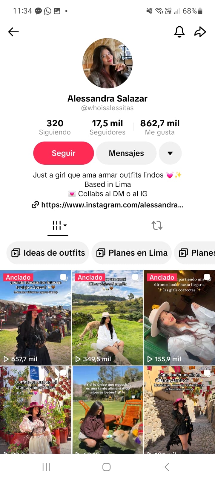 Perfil de TikTok de Alessandra Salazar